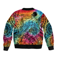 Beauty and The Warrior Polynesian Valentine Bomber Jacket Hibiscus FLowers Rainbow Style LT9 - Polynesian Pride