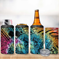 Beauty and The Warrior Polynesian Valentine 4 in 1 Can Cooler Tumbler Hibiscus FLowers Rainbow Style LT9 - Polynesian Pride