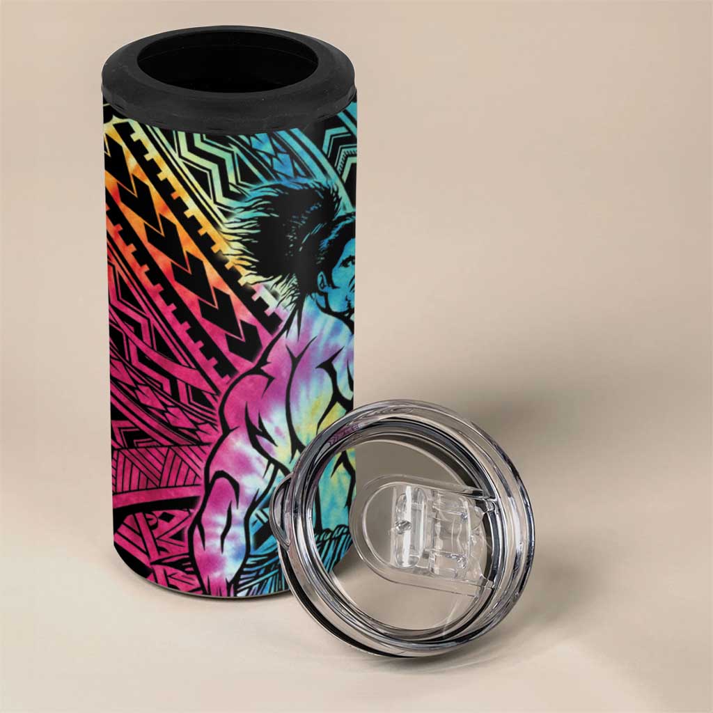 Beauty and The Warrior Polynesian Valentine 4 in 1 Can Cooler Tumbler Hibiscus FLowers Rainbow Style LT9 - Polynesian Pride