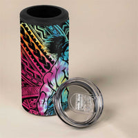 Beauty and The Warrior Polynesian Valentine 4 in 1 Can Cooler Tumbler Hibiscus FLowers Rainbow Style LT9 - Polynesian Pride