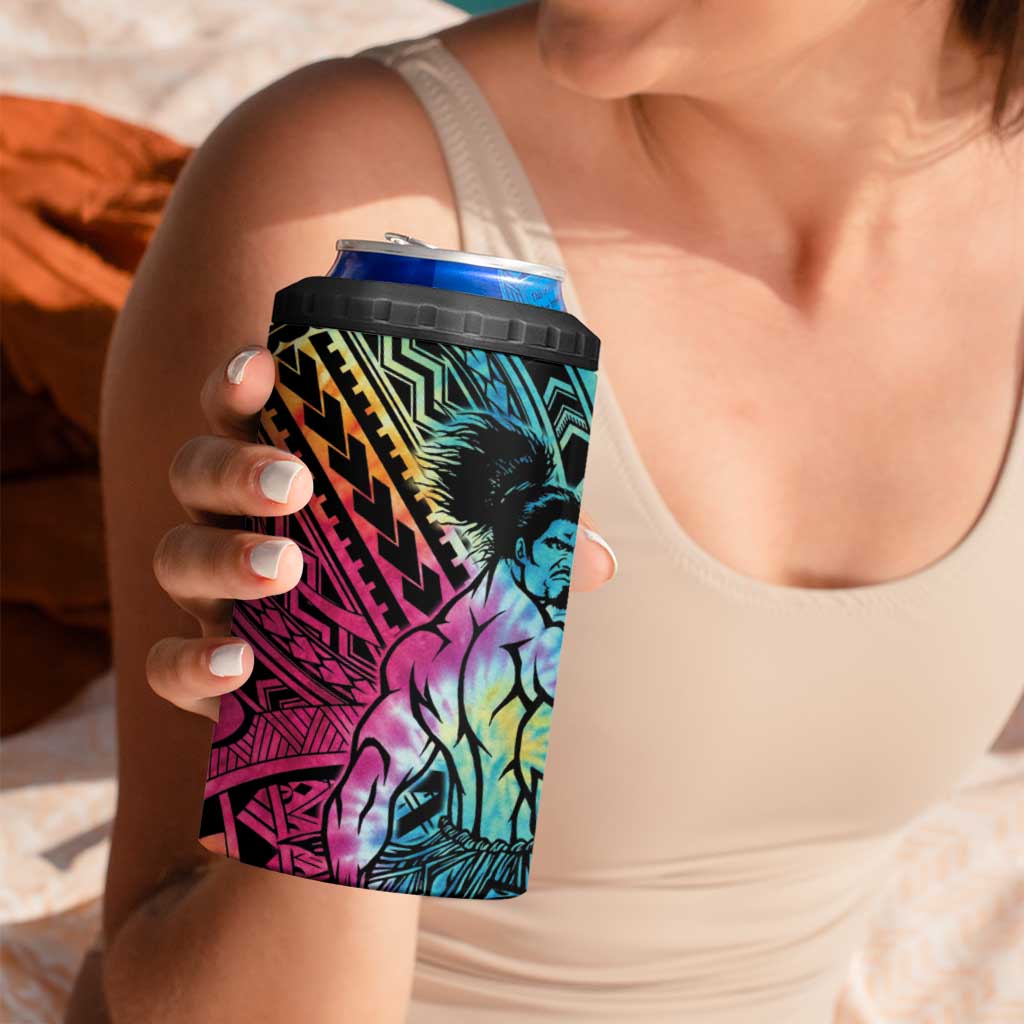 Beauty and The Warrior Polynesian Valentine 4 in 1 Can Cooler Tumbler Hibiscus FLowers Rainbow Style LT9 - Polynesian Pride