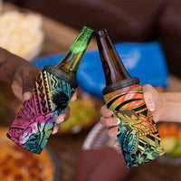 Beauty and The Warrior Polynesian Valentine 4 in 1 Can Cooler Tumbler Hibiscus FLowers Rainbow Style LT9 - Polynesian Pride