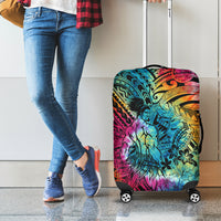 Beauty and The Warrior Polynesian Valentine Luggage Cover Hibiscus FLowers Rainbow Style LT9 - Polynesian Pride