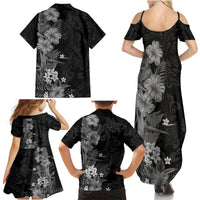 Hawaii Tropical Flowers Tribal Pattern Family Matching Summer Maxi Dress and Hawaiian Shirt Black Style LT9 - Polynesian Pride
