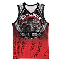 Aotearoa Bulldog Personalised Basketball Jersey Maori Kowhaiwhai Motif LT9 Unisex Red - Polynesian Pride