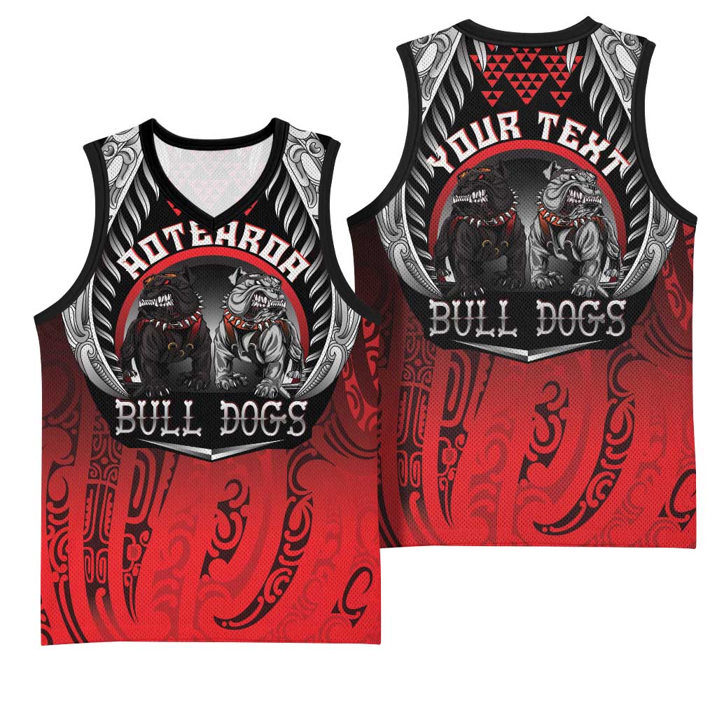 Aotearoa Bulldog Personalised Basketball Jersey Maori Kowhaiwhai Motif LT9 - Polynesian Pride