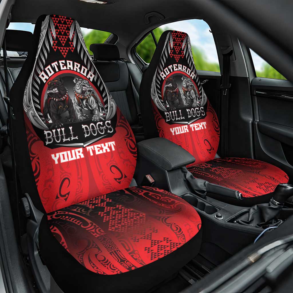 Aotearoa Bulldog Personalised Car Seat Cover Maori Kowhaiwhai Motif LT9 One Size Red - Polynesian Pride