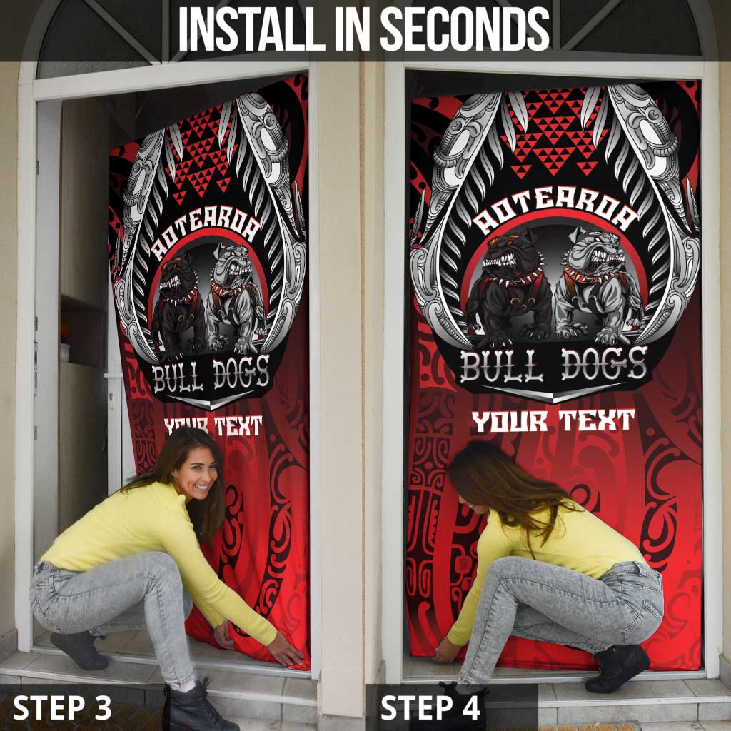 Aotearoa Bulldog Personalised Door Cover Maori Kowhaiwhai Motif LT9 - Polynesian Pride