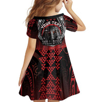 Aotearoa Bulldog Personalised Family Matching Long Sleeve Bodycon Dress and Hawaiian Shirt Maori Kowhaiwhai Motif LT9 - Polynesian Pride