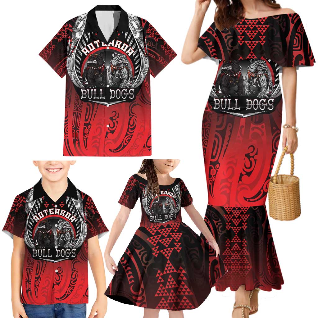 Aotearoa Bulldog Personalised Family Matching Mermaid Dress and Hawaiian Shirt Maori Kowhaiwhai Motif LT9 - Polynesian Pride