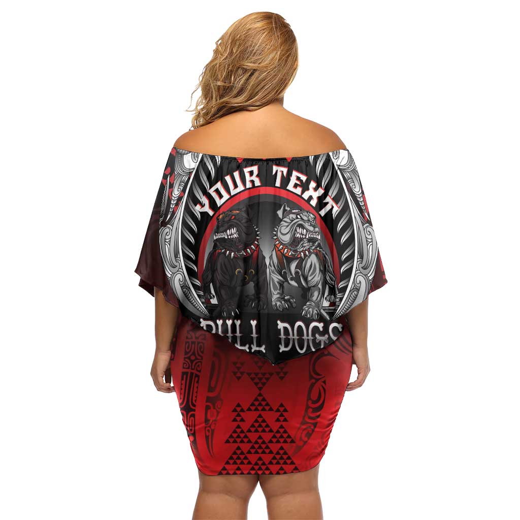 Aotearoa Bulldog Personalised Family Matching Off Shoulder Short Dress and Hawaiian Shirt Maori Kowhaiwhai Motif LT9 - Polynesian Pride