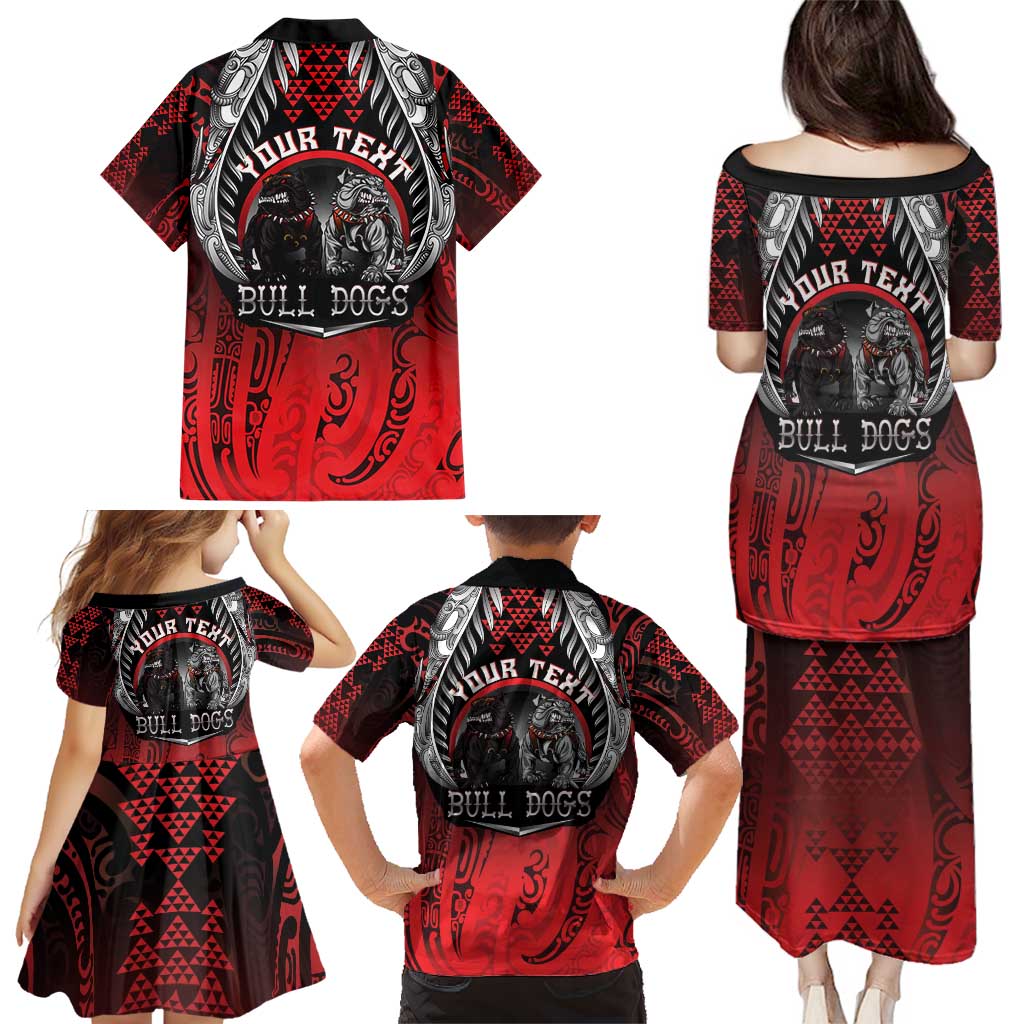 Aotearoa Bulldog Personalised Family Matching Puletasi and Hawaiian Shirt Maori Kowhaiwhai Motif LT9 - Polynesian Pride