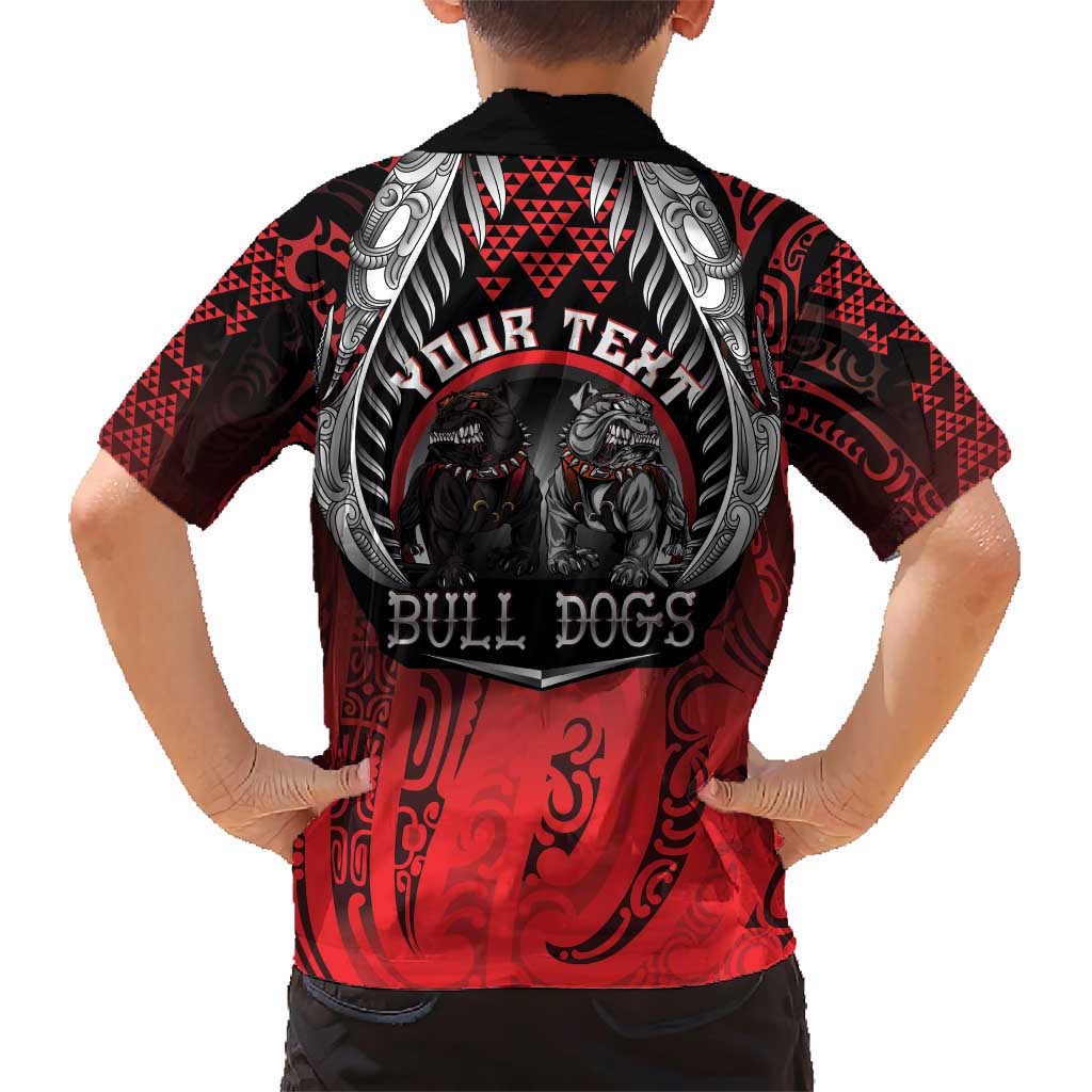 Aotearoa Bulldog Personalised Family Matching Short Sleeve Bodycon Dress and Hawaiian Shirt Maori Kowhaiwhai Motif LT9 - Polynesian Pride