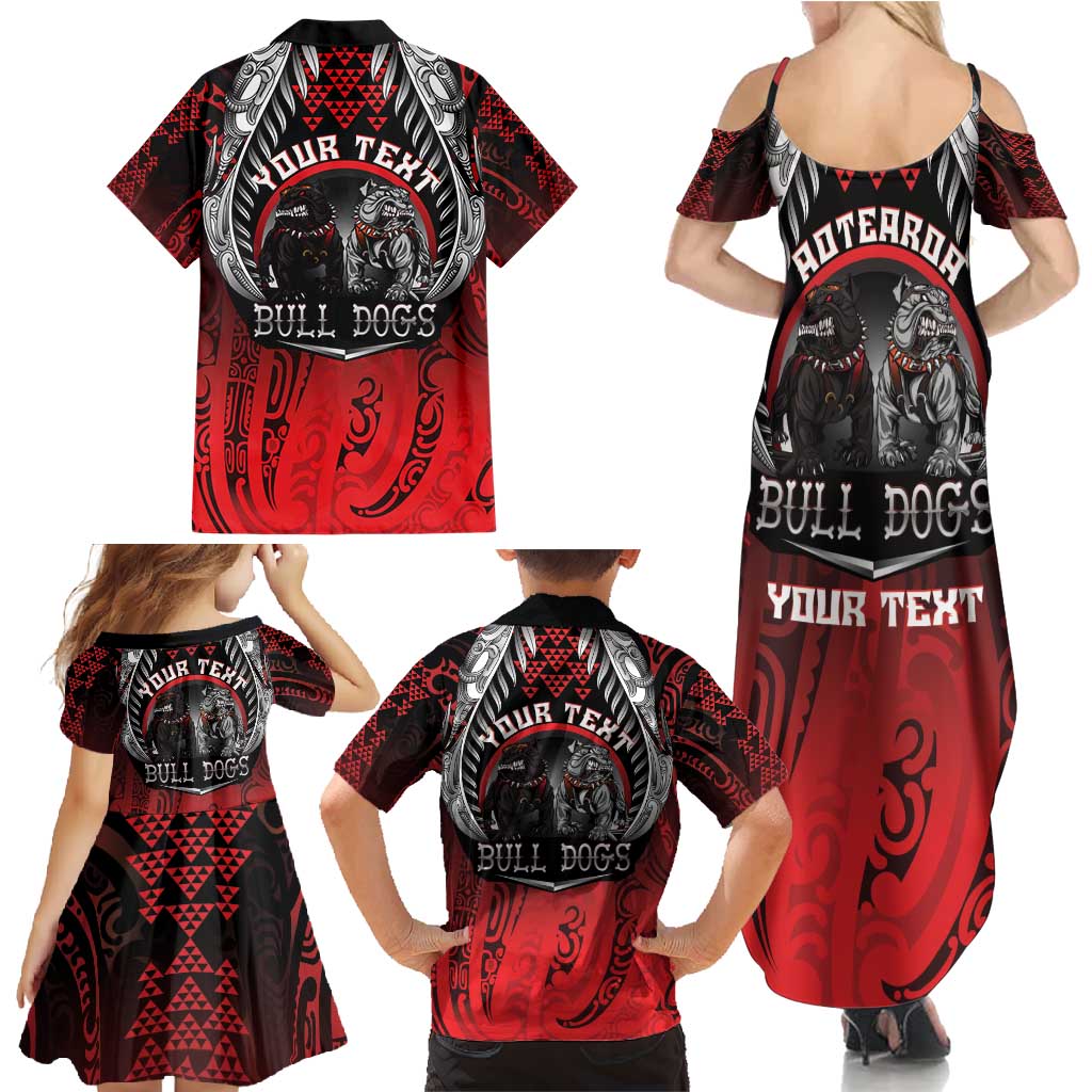 Aotearoa Bulldog Personalised Family Matching Summer Maxi Dress and Hawaiian Shirt Maori Kowhaiwhai Motif LT9 - Polynesian Pride