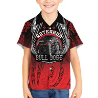 Aotearoa Bulldog Personalised Family Matching Summer Maxi Dress and Hawaiian Shirt Maori Kowhaiwhai Motif LT9 Son's Shirt Red - Polynesian Pride