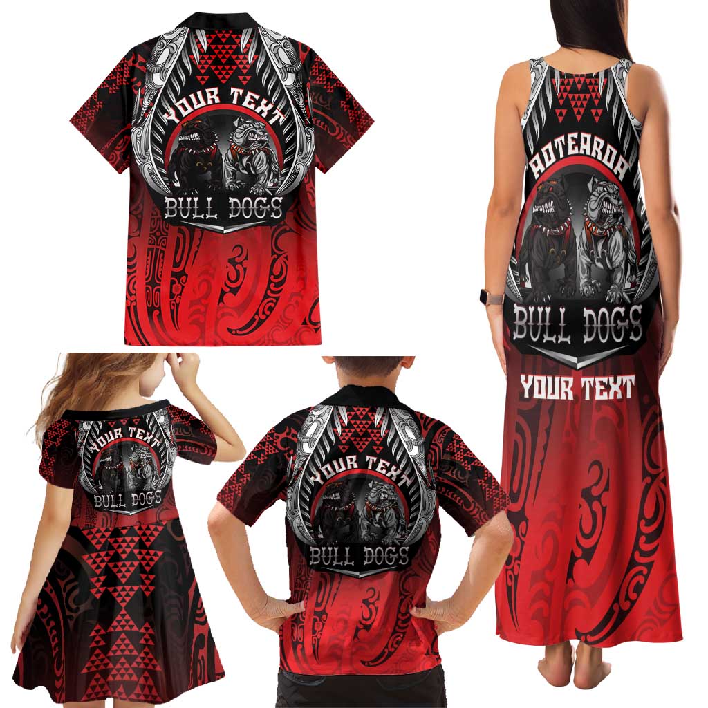 Aotearoa Bulldog Personalised Family Matching Tank Maxi Dress and Hawaiian Shirt Maori Kowhaiwhai Motif LT9 - Polynesian Pride