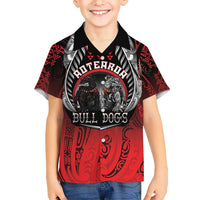 Aotearoa Bulldog Personalised Kid Hawaiian Shirt Maori Kowhaiwhai Motif LT9 Kid Red - Polynesian Pride