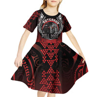 Aotearoa Bulldog Personalised Kid Short Sleeve Dress Maori Kowhaiwhai Motif LT9 - Polynesian Pride