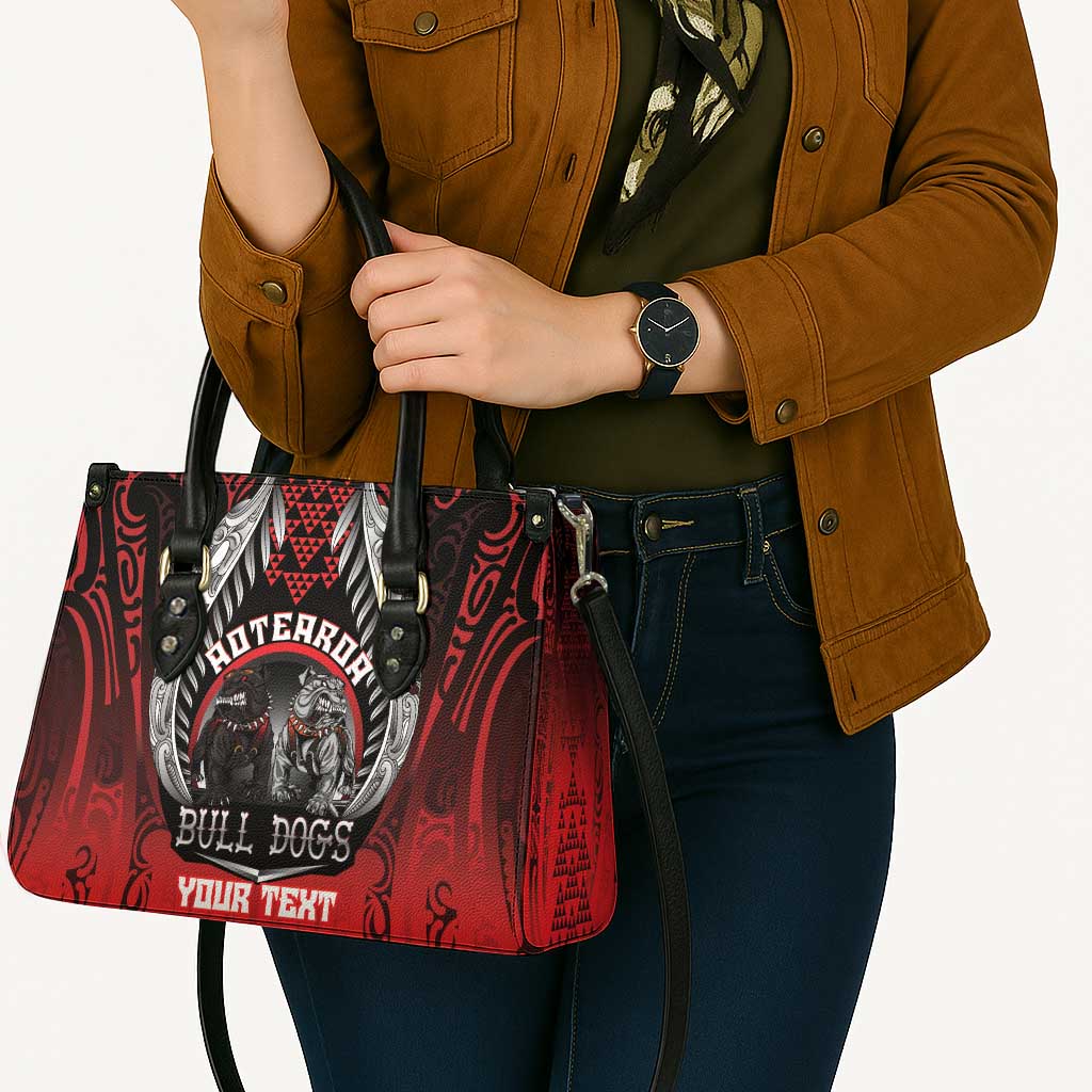 Aotearoa Bulldog Personalised Leather Bag Maori Kowhaiwhai Motif - Polynesian Pride