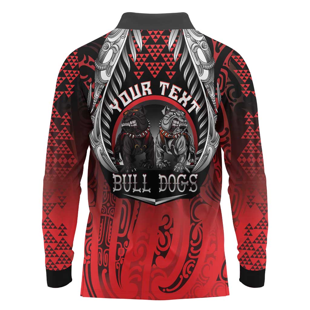 Aotearoa Bulldog Personalised Long Sleeve Polo Shirt Maori Kowhaiwhai Motif LT9 - Polynesian Pride