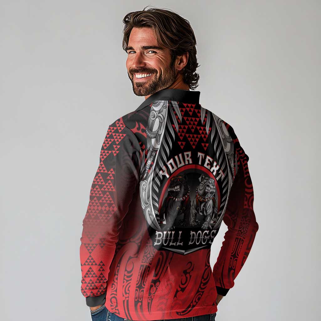 Aotearoa Bulldog Personalised Long Sleeve Polo Shirt Maori Kowhaiwhai Motif LT9 - Polynesian Pride