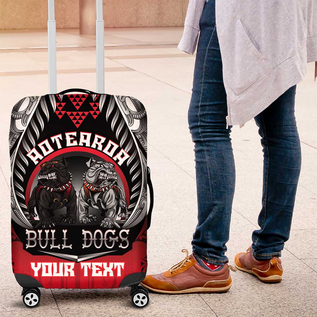Aotearoa Bulldog Personalised Luggage Cover Maori Kowhaiwhai Motif LT9 Red - Polynesian Pride