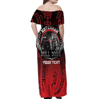Aotearoa Bulldog Personalised Off Shoulder Maxi Dress Maori Kowhaiwhai Motif LT9 - Polynesian Pride