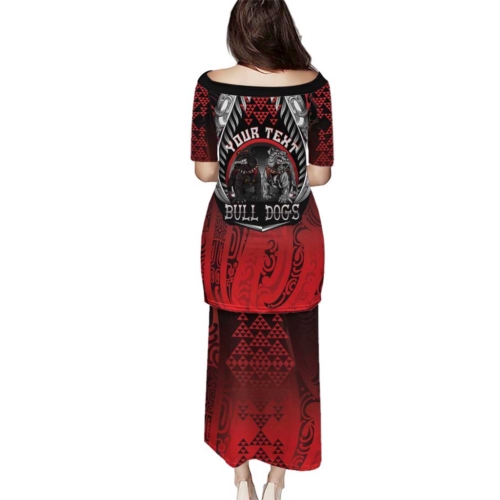 Aotearoa Bulldog Personalised Puletasi Maori Kowhaiwhai Motif