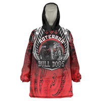 Aotearoa Bulldog Personalised Wearable Blanket Hoodie Maori Kowhaiwhai Motif LT9 One Size Red - Polynesian Pride