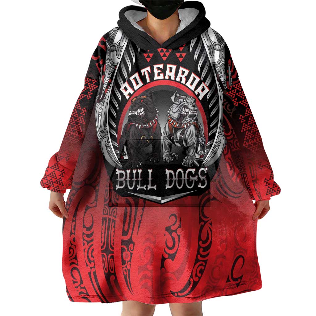 Aotearoa Bulldog Personalised Wearable Blanket Hoodie Maori Kowhaiwhai Motif LT9 - Polynesian Pride