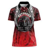 Aotearoa Bulldog Personalised Women Polo Shirt Maori Kowhaiwhai Motif LT9 Female Red - Polynesian Pride