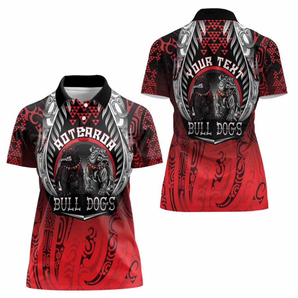 Aotearoa Bulldog Personalised Women Polo Shirt Maori Kowhaiwhai Motif LT9 - Polynesian Pride