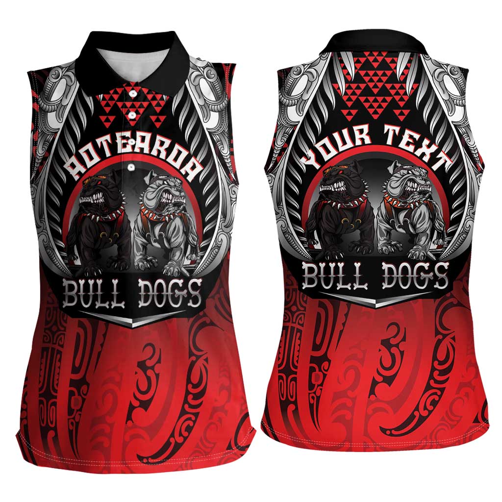Aotearoa Bulldog Personalised Women Sleeveless Polo Shirt Maori Kowhaiwhai Motif LT9 - Polynesian Pride