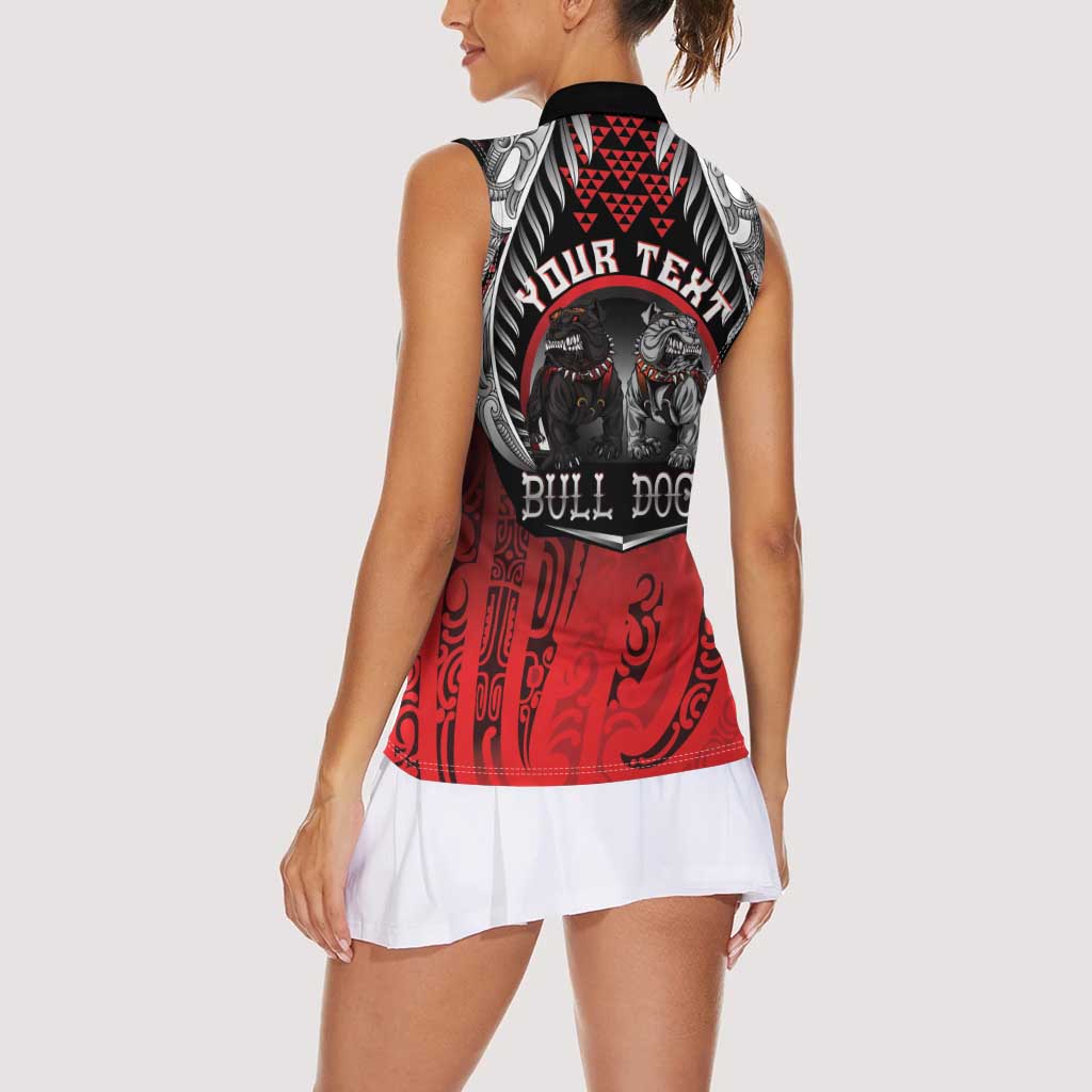 Aotearoa Bulldog Personalised Women Sleeveless Polo Shirt Maori Kowhaiwhai Motif LT9 - Polynesian Pride