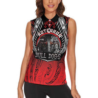 Aotearoa Bulldog Personalised Women Sleeveless Polo Shirt Maori Kowhaiwhai Motif LT9 - Polynesian Pride