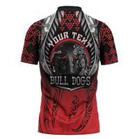 Aotearoa Bulldog Personalised Zipper Polo Shirt Maori Kowhaiwhai Motif LT9 - Polynesian Pride