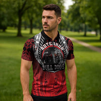 Aotearoa Bulldog Personalised Zipper Polo Shirt Maori Kowhaiwhai Motif LT9 - Polynesian Pride