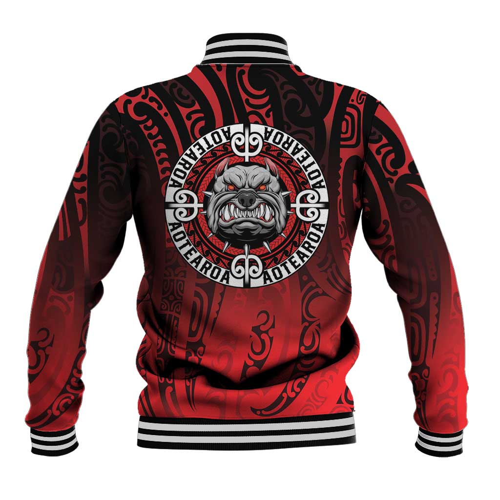 Aotearoa Bulldog Baseball Jacket New Zealand Kowhaiwhai Tribal LT9 - Polynesian Pride