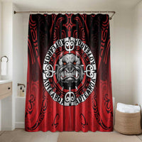 Aotearoa Bulldog Bathroom Set New Zealand Kowhaiwhai Tribal LT9 Shower Curtain Only Red - Polynesian Pride