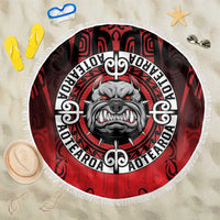 Aotearoa Bulldog Beach Blanket New Zealand Kowhaiwhai Tribal LT9 One Size 150cm Red - Polynesian Pride