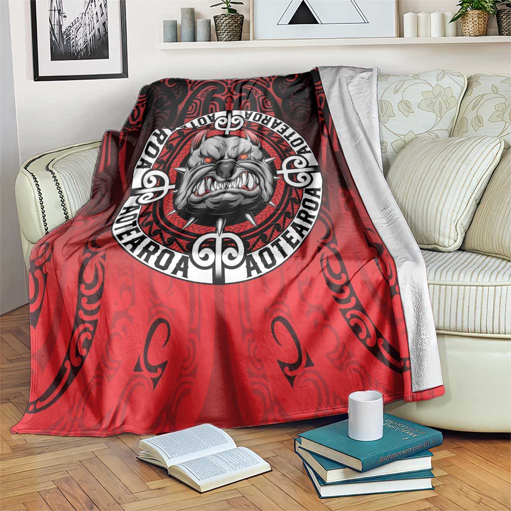 Aotearoa Bulldog Blanket New Zealand Kowhaiwhai Tribal LT9 Red - Polynesian Pride