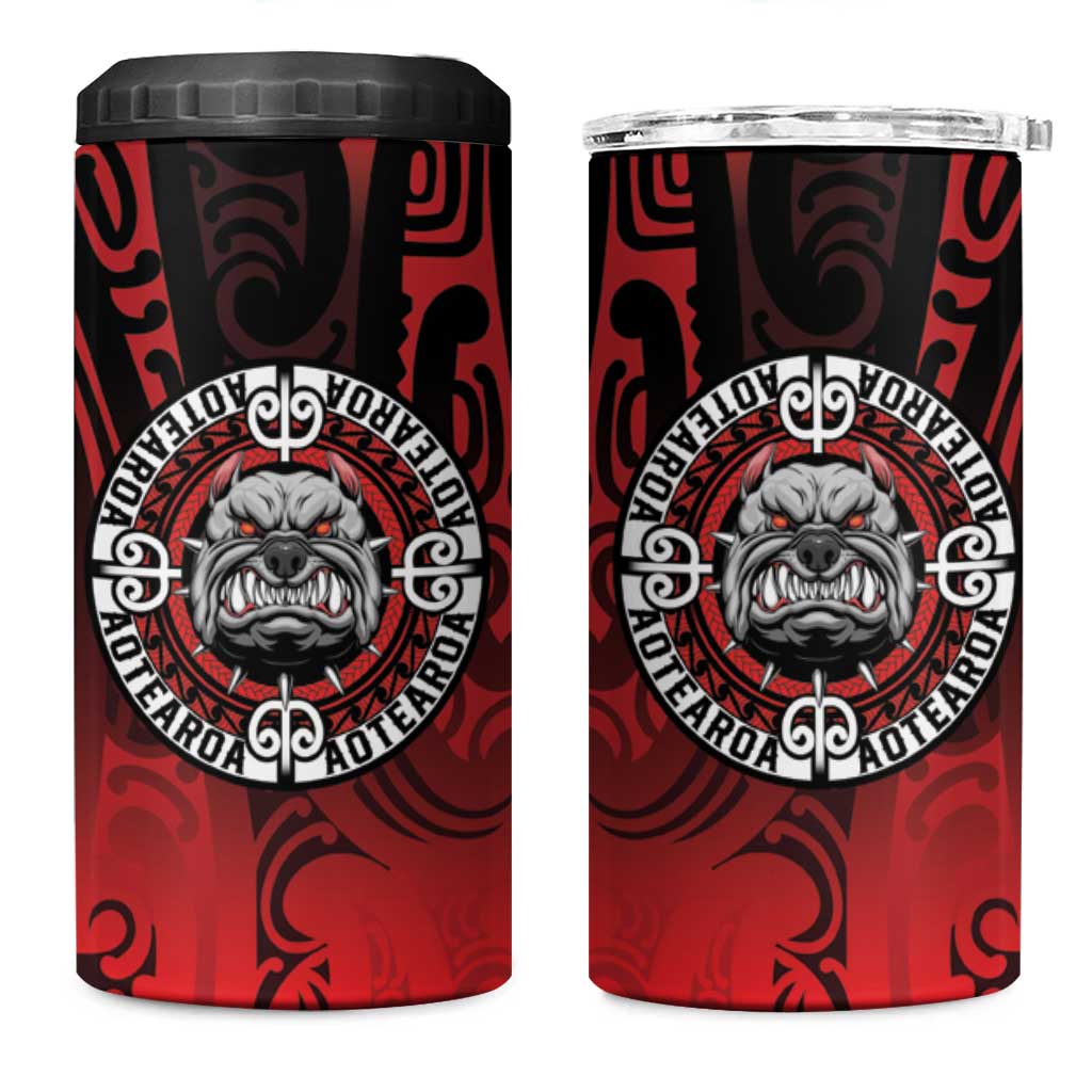 Aotearoa Bulldog 4 in 1 Can Cooler Tumbler New Zealand Kowhaiwhai Tribal LT9 One Size: 16 oz Red - Polynesian Pride