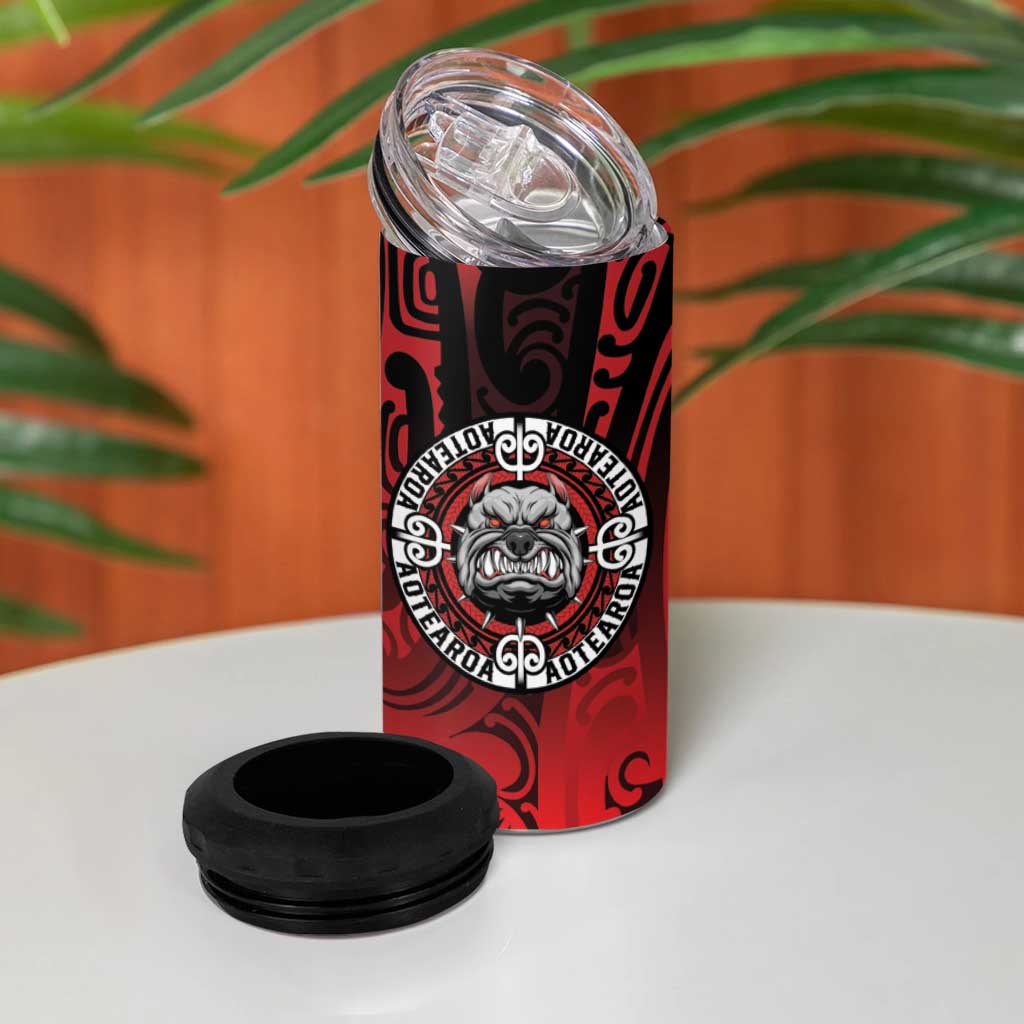 Aotearoa Bulldog 4 in 1 Can Cooler Tumbler New Zealand Kowhaiwhai Tribal LT9 - Polynesian Pride