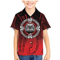 Aotearoa Bulldog Family Matching Mermaid Dress and Hawaiian Shirt New Zealand Kowhaiwhai Tribal LT9 Son's Shirt Red - Polynesian Pride