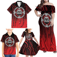 Aotearoa Bulldog Family Matching Off Shoulder Maxi Dress and Hawaiian Shirt New Zealand Kowhaiwhai Tribal LT9 - Polynesian Pride