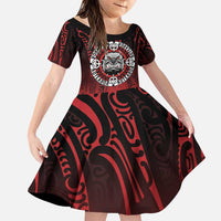 Aotearoa Bulldog Family Matching Puletasi and Hawaiian Shirt New Zealand Kowhaiwhai Tribal LT9 Daughter's Dress Red - Polynesian Pride