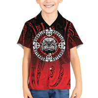 Aotearoa Bulldog Family Matching Short Sleeve Bodycon Dress and Hawaiian Shirt New Zealand Kowhaiwhai Tribal LT9 Son's Shirt Red - Polynesian Pride