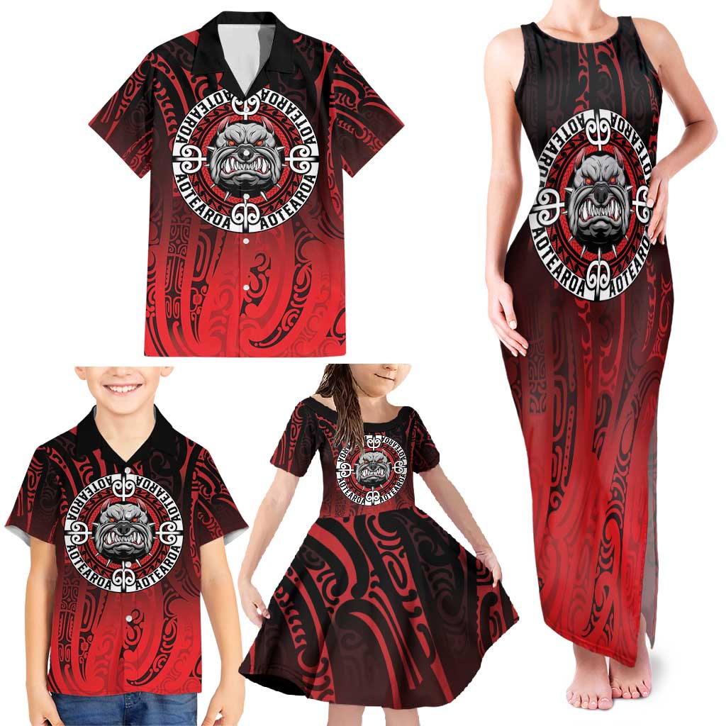 Aotearoa Bulldog Family Matching Tank Maxi Dress and Hawaiian Shirt New Zealand Kowhaiwhai Tribal LT9 - Polynesian Pride