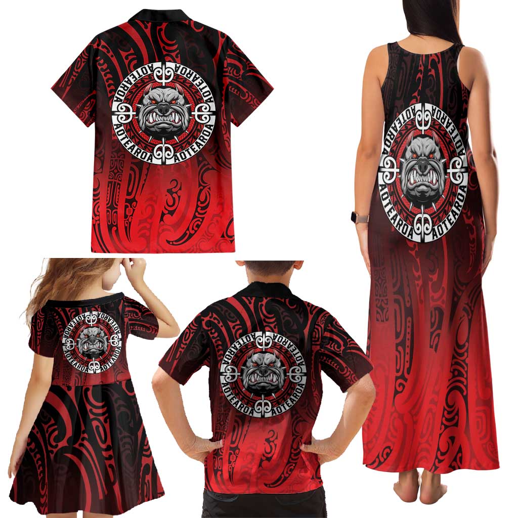 Aotearoa Bulldog Family Matching Tank Maxi Dress and Hawaiian Shirt New Zealand Kowhaiwhai Tribal LT9 - Polynesian Pride