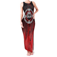 Aotearoa Bulldog Family Matching Tank Maxi Dress and Hawaiian Shirt New Zealand Kowhaiwhai Tribal LT9 Mom's Dress Red - Polynesian Pride